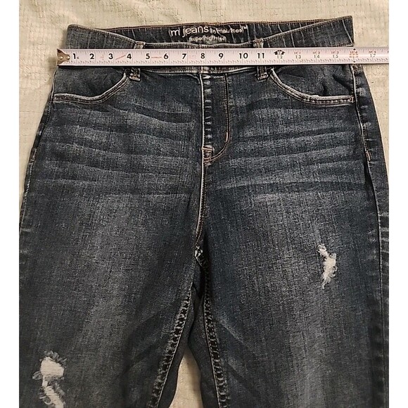 Maurices m Jeans Super High Rise Pull On Distressed Skinny Size Medium - Picture 5 of 7